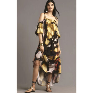 Conditions Apply Anthropologie Tie Dye Print Tie Strap Maxi Kaftan Dress OS M L